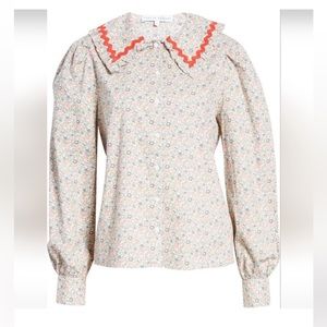 English Factory Floral Puff Sleeve Blouse with Collar-Small